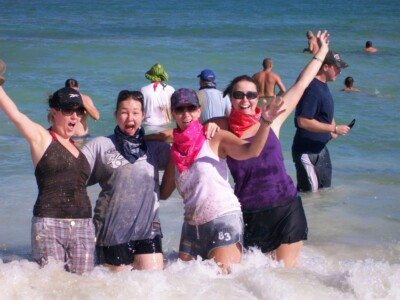 getting cleaned off at Macao beach dune buggy adventure